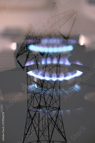 Natural gas, energy crisis. Flame from a gas stove, energy concept
