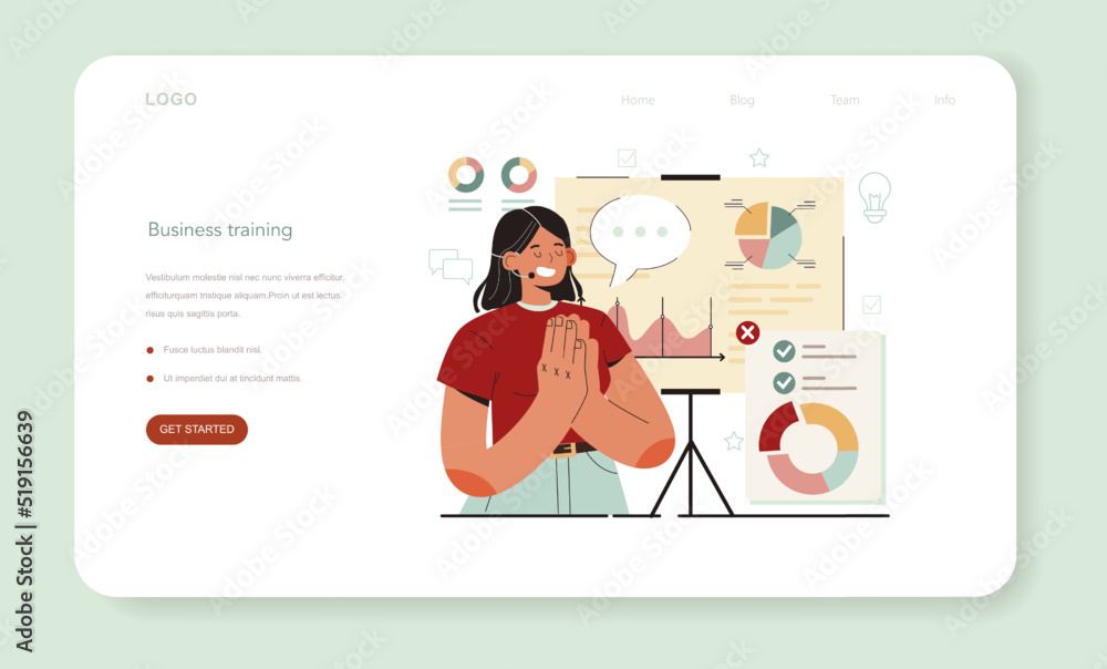 Business coach web banner or landing page. Company personnel Business coach web banner or landing page. Company personnel