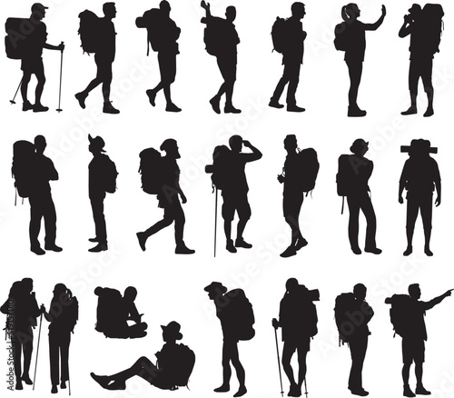 Backpacker silhouettes photo