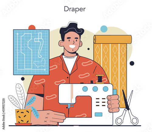 Restorer concept. Draper restoring, decorating and painting