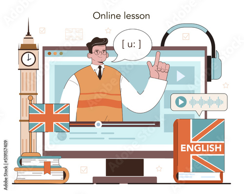 English class online service or platform. Study foreign languages