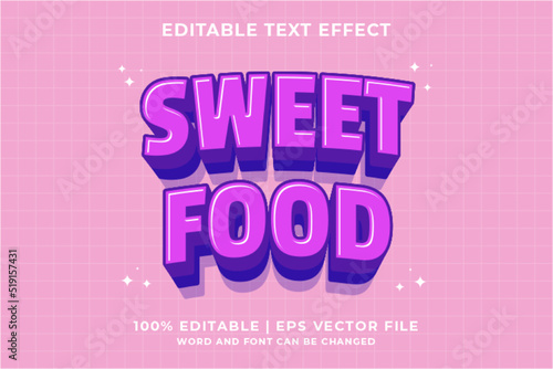 3d Sweet Food Cartoon Editable Text Effect Premium Vector