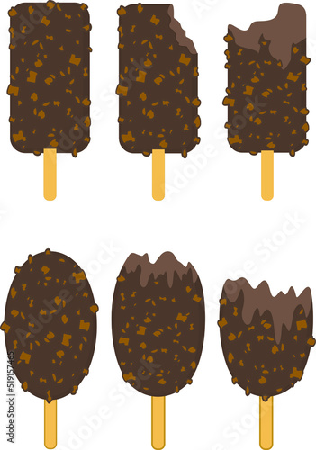 Ice cream vector illustration. Ice cream lolly. Chocolate. With nuts.