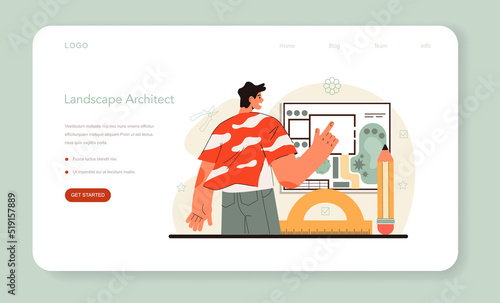 Landscape designer web banner or landing page. Idea of gardening
