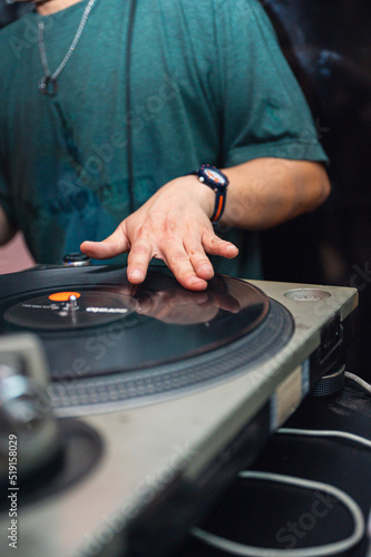 close up of a dj hands