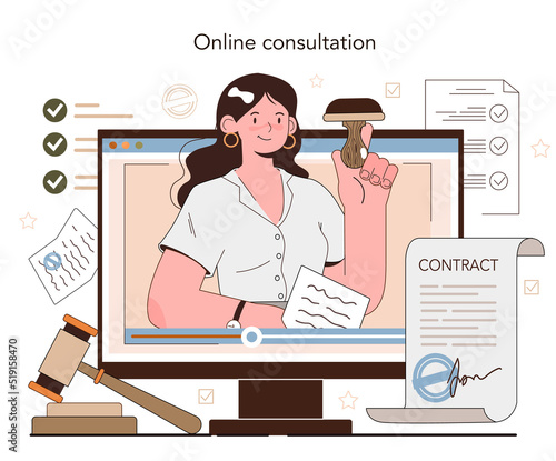 Notary service online service or platform. Professional lawyer