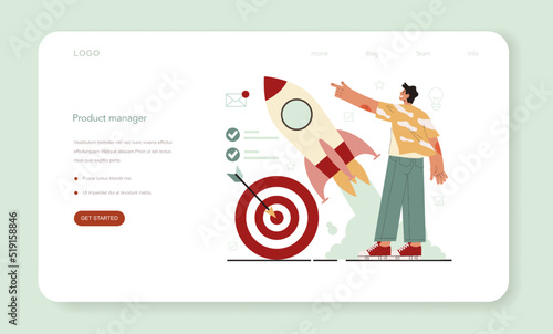 Product manager web banner or landing page. Business project development