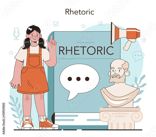 Rhetoric school class. Students training public speaking and debates.