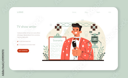 Screenwriter web banner or landing page. Playwright create a screenplay