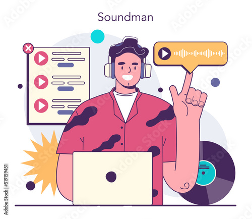 Sound engineer concept. Music production industry, sound recording