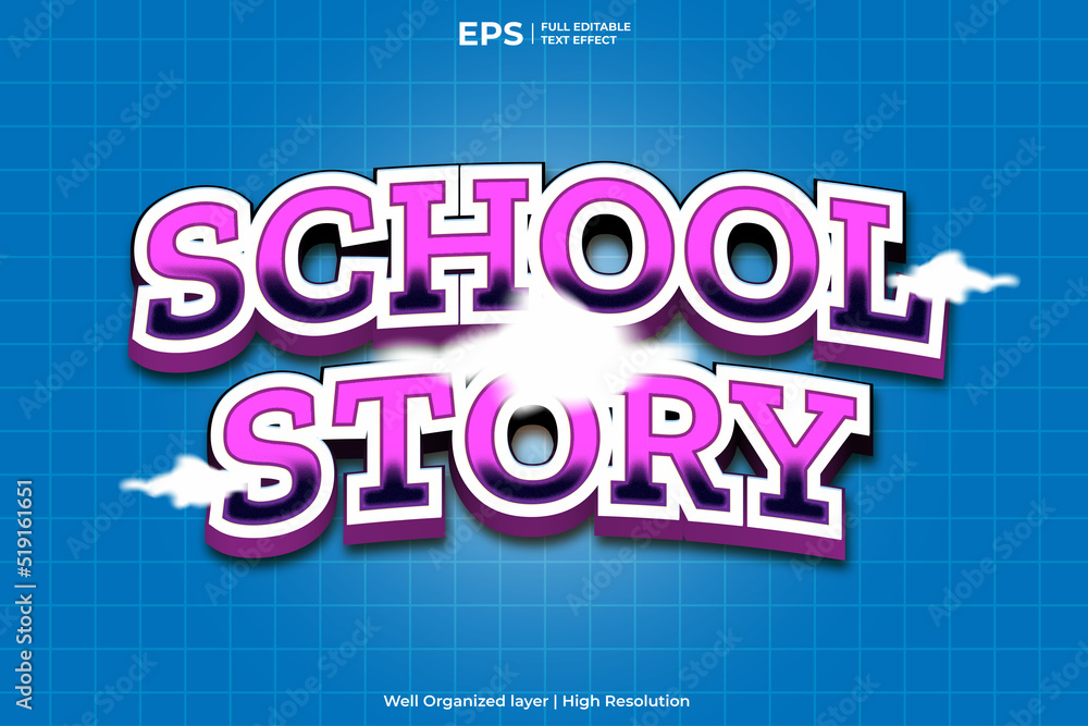School story 3d editable text effect template in cheerful style