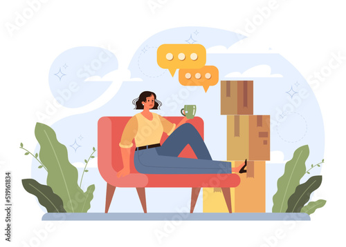 Procrastination concept. Lazy character laying or sleeping