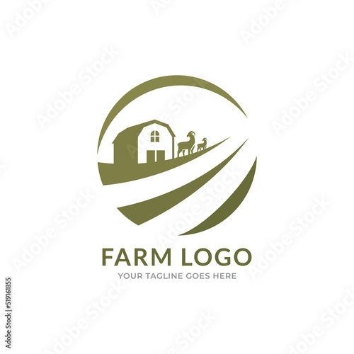 livestock badge large sheep farm minimal vector illustration.