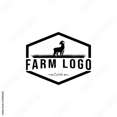 livestock badge large sheep farm minimal vector illustration.