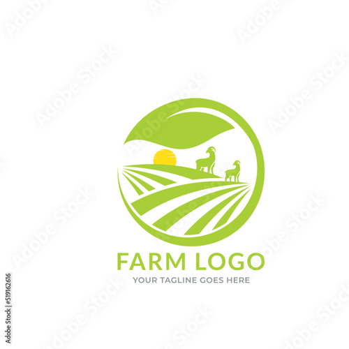 livestock badge large sheep farm minimal vector illustration.