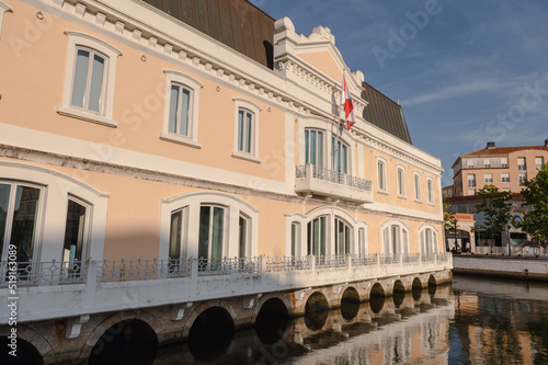 Panorama in the Center of the tourist city of Aveiro in Portugal in the summer of 2022.
