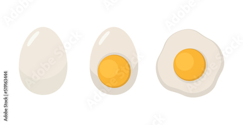 Boiled egg isolated on white background. Fried egg or scrambled egg isolated. Vector stock