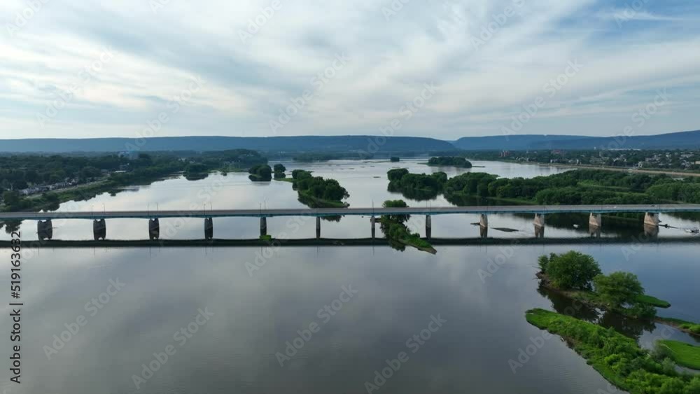 A view of the Harvey Taylor Bridge and the islands in the Susquehanna River at Harrisburg, Pennsylvania. A view of the Harvey Taylor Bridge and the islands in the Susquehanna River at Harrisburg, Pennsylvania.