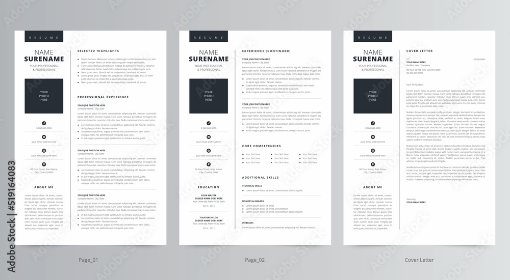 Professional Resume or CV and Cover Letter Template Professional Resume or CV and Cover Letter Template