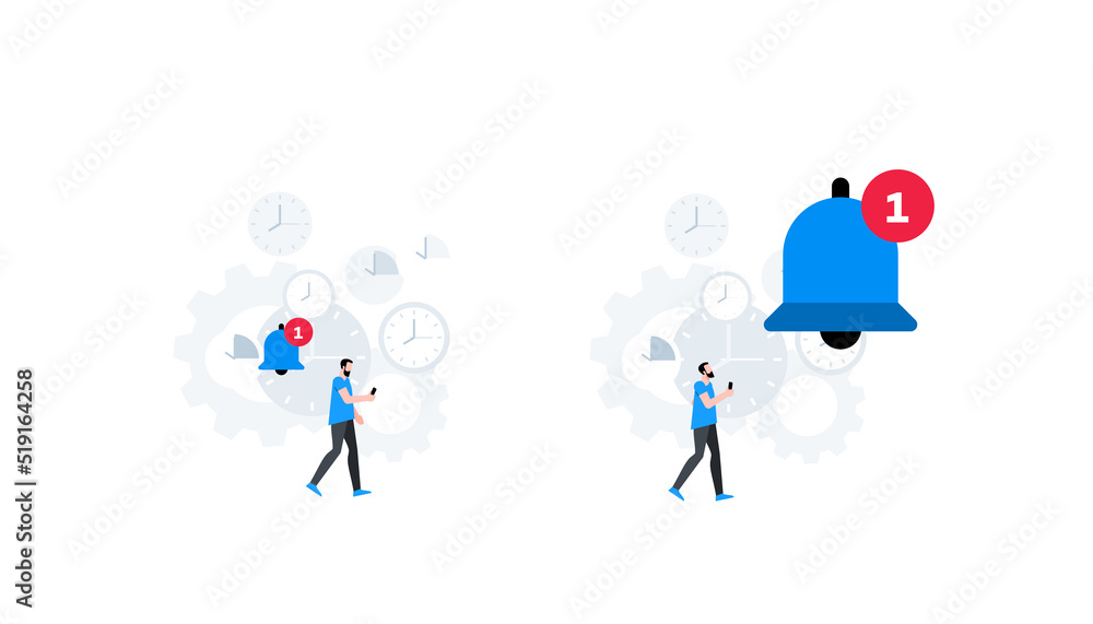 Online notification. New incoming message. Mobile announcement. Office planning. Animation ready duik friendly flat vector illustration. Online notification. New incoming message. Mobile announcement. Office planning. Animation ready duik friendly flat vector illustration.