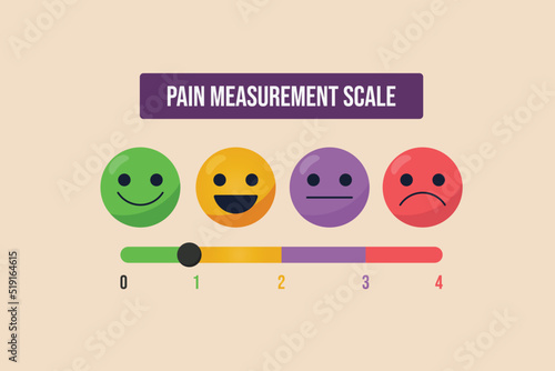 Horizontal bar measure the pain level of patients with scale of number. Measurement and performance concept. Flat vector illustration isolated.