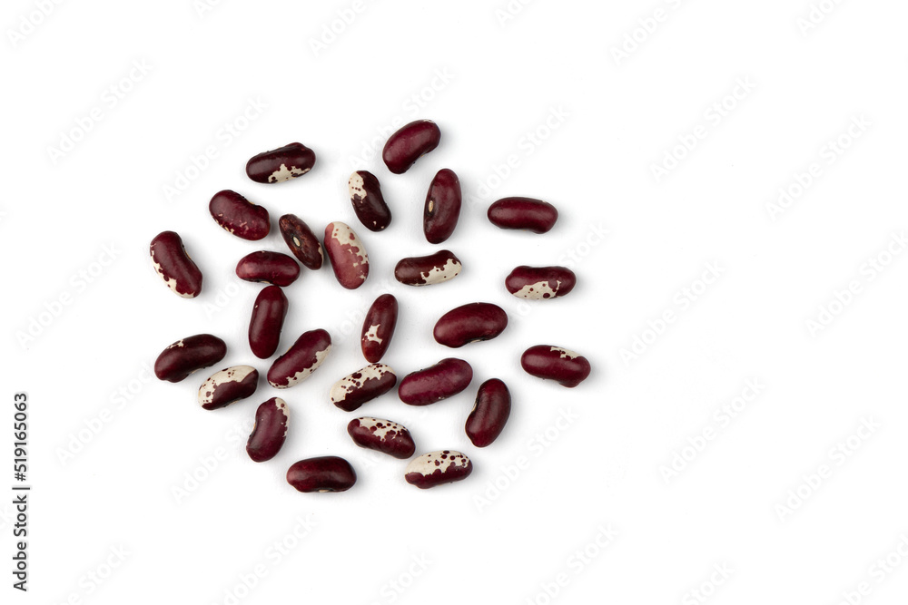 heap of red beans on white background, top view heap of red beans on white background, top view