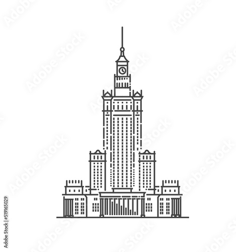 Vector illustration. Main landmark of Poland. Palace of Culture and Science © tettygreen