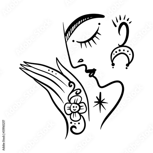 Namaste woman henna tattoo mehendi hands. Indian and Buddhism illustration. Vector clipart symbol. Good for yoga studio poster, branding, t-shirt and more.