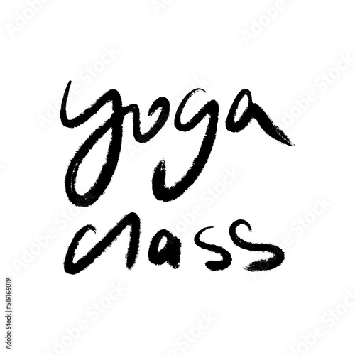 Yoga calligraphy lettering clipart hand drawn text. Brush calligraphy ink letters on a white background. Good for studio poster, branding, t-shirt and more.