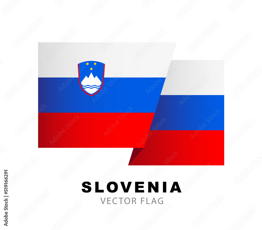 Colorful Slovenian flag logo. Flag of Slovenia. Vector illustration isolated on white background.