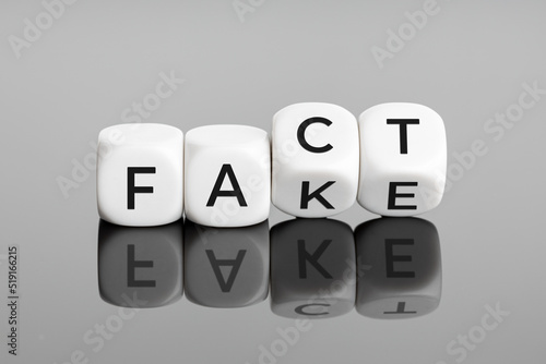 Fact or Fake concept. Flipping white blocks with text