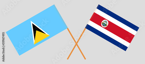 Crossed flags of Lesotho and Costa Rica. Official colors. Correct proportion
