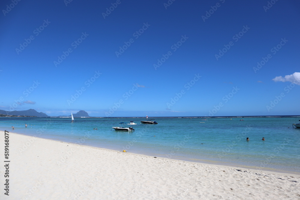 Boats at the flic en flac  on mauritius
