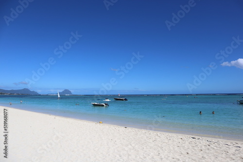Boats at the flic en flac  on mauritius photo
