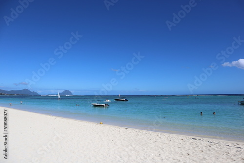 Boats at the flic en flac  on mauritius