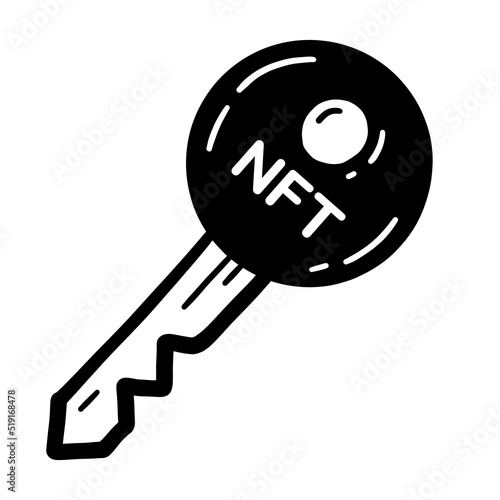 NFT non fungible token cryptographic key doodle icon