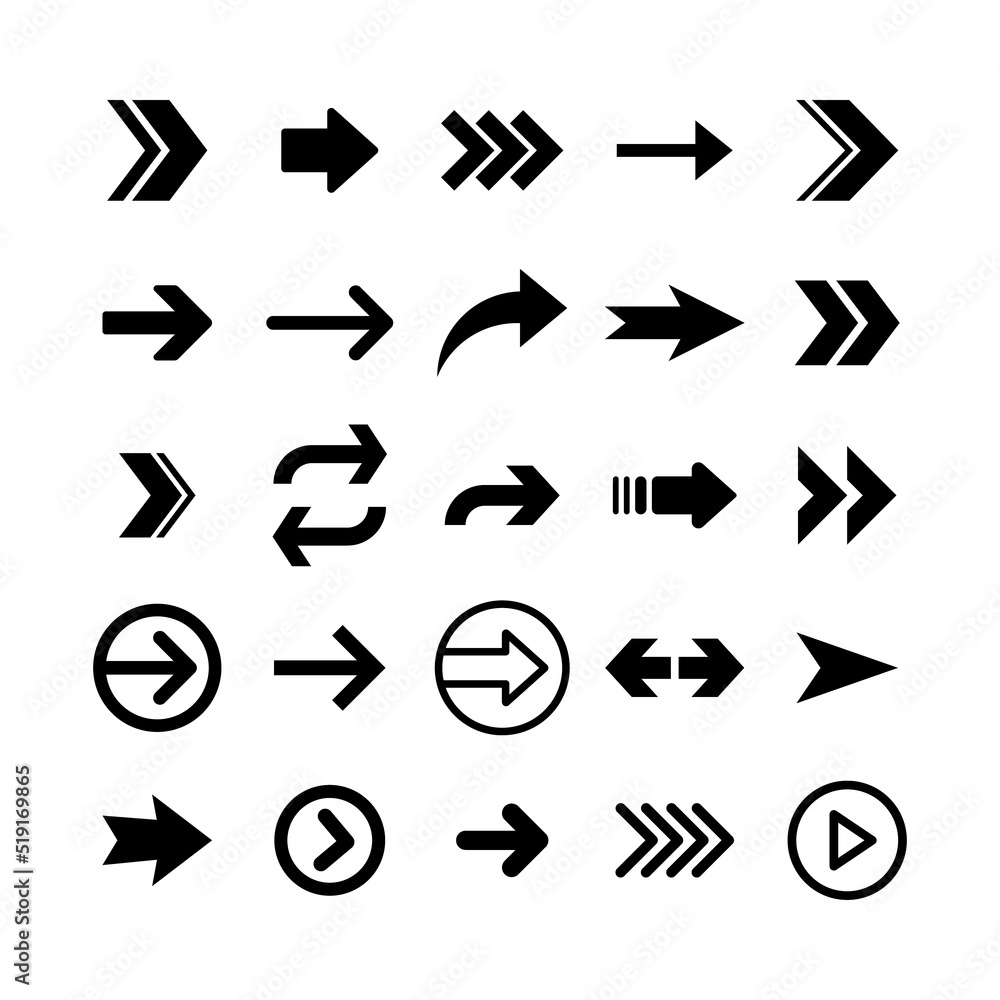 Arrows icon collections. Set of arrow vectors. Arrowheads shapes. Arrows icon collections. Set of arrow vectors. Arrowheads shapes.