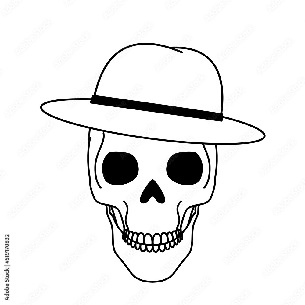The Death wears white hat design on white background The Death wears white hat design on white background