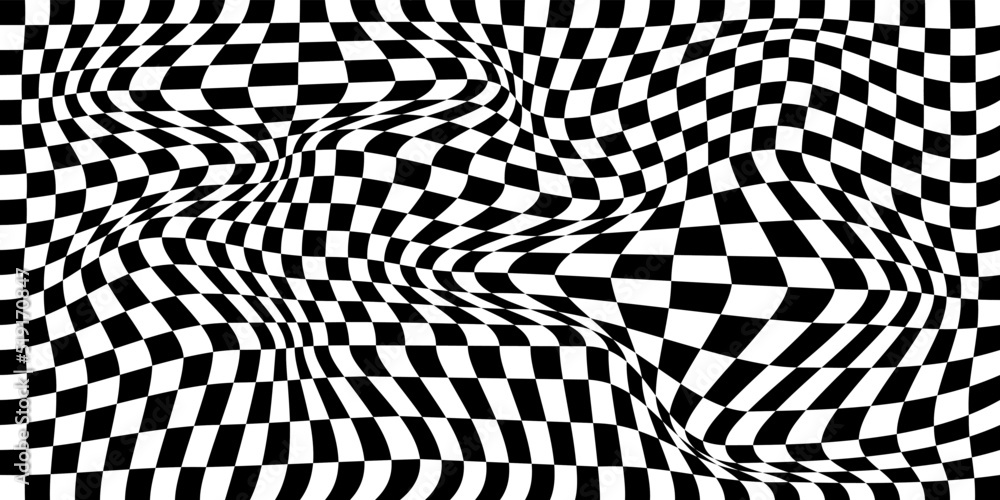 Futuristic checkerboard wave. Abstract vector wave with moving squares. Chess board background. Futuristic checkerboard wave. Abstract vector wave with moving squares. Chess board background.