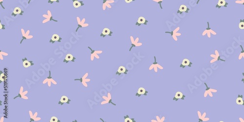 Cute pastel vintage tiny flowers doodle pattern © waruntorn
