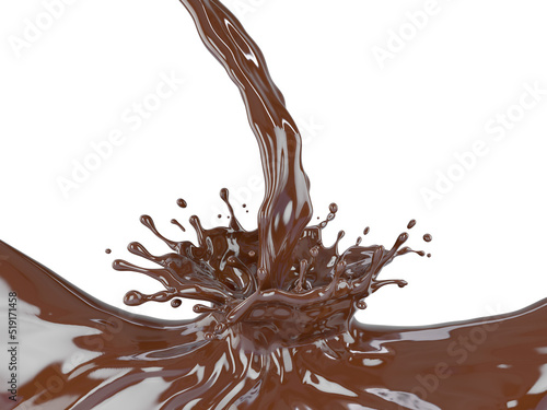 3D illustration of chocolate splash isolated on white background, work path or clipping path included