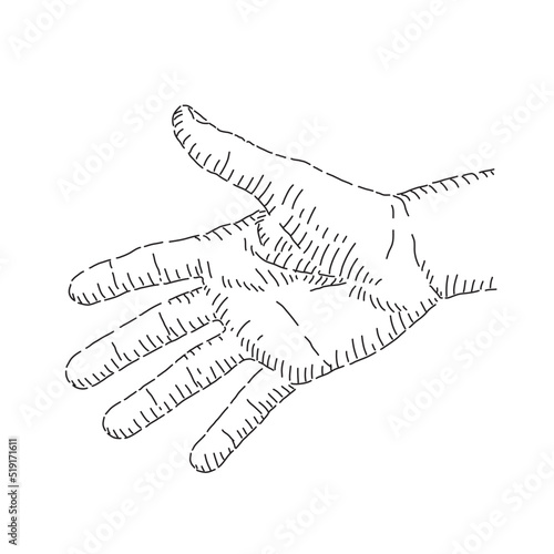 Bosquejo lineal dar la mano, dibujo artistico.