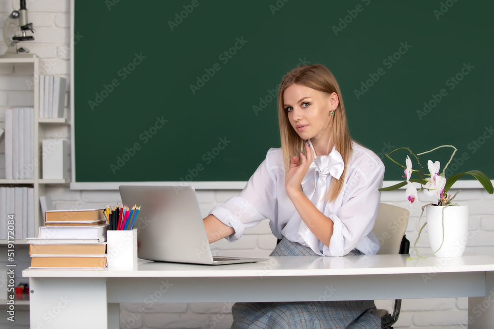 High school student learning english or mathematics in class. Teenager student girl. High school student learning english or mathematics in class. Teenager student girl.