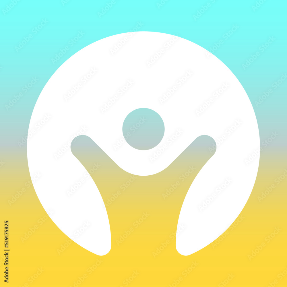 icon of a man in a circle on a blue and yellow background icon of a man in a circle on a blue and yellow background