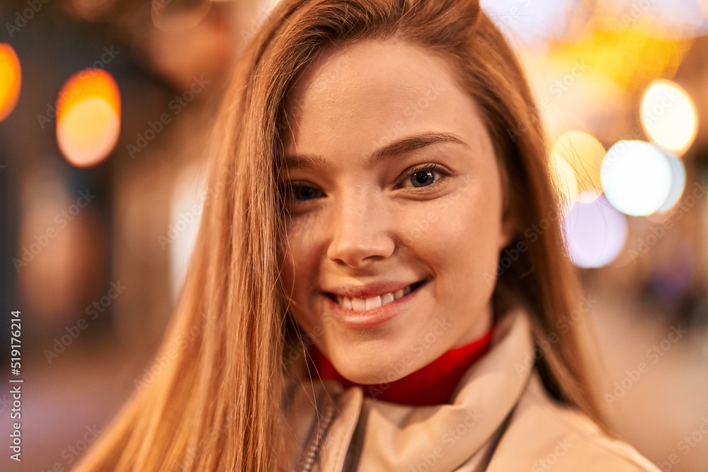 Young blonde woman smiling confident standing at street Young blonde woman smiling confident standing at street