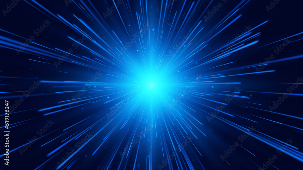 Blue star. High speed. Abstract explosion background. Vector illustration.