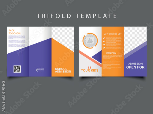 Back to school. Tri-fold Brochure School education flyer layout. Creative shape business