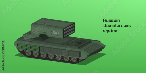 Vector 3d Russian heavy armored tracked flamethrower system. Artillery motorized troops