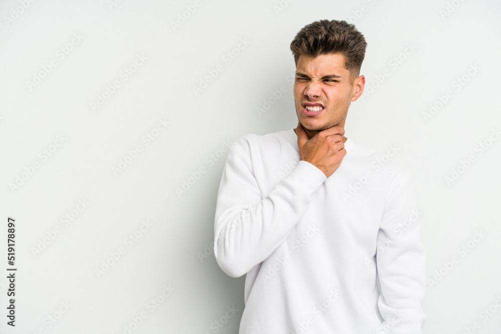 Young caucasian man isolated on white background touching back of head, thinking and making a choice. Young caucasian man isolated on white background touching back of head, thinking and making a choice.