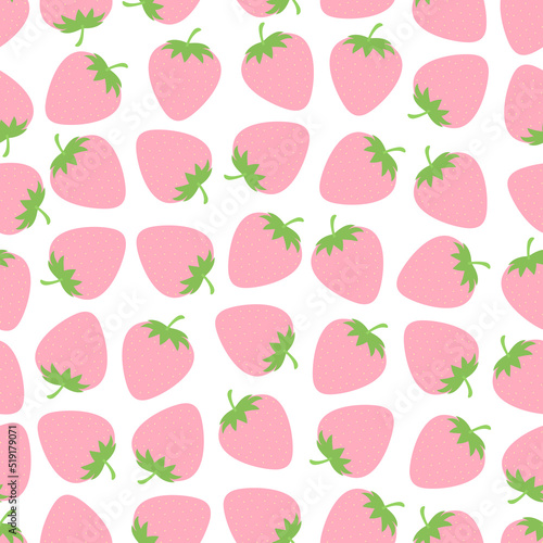 Wallpaper Mural Seamless pattern pink strawberry vector illustration Torontodigital.ca